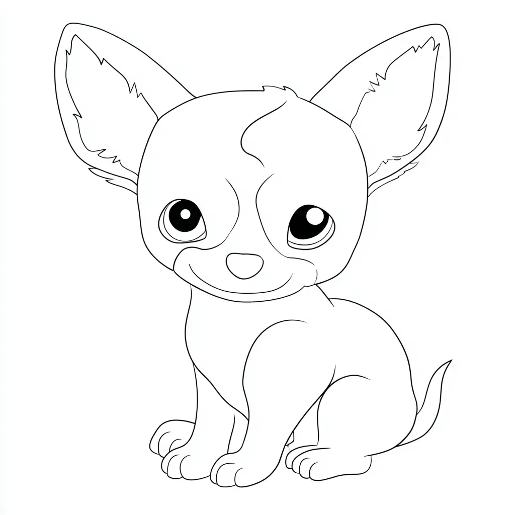 Dibujo de chihuahua chibi sentado para colorear Dibujo de chihuahua chibi sentado para colorear