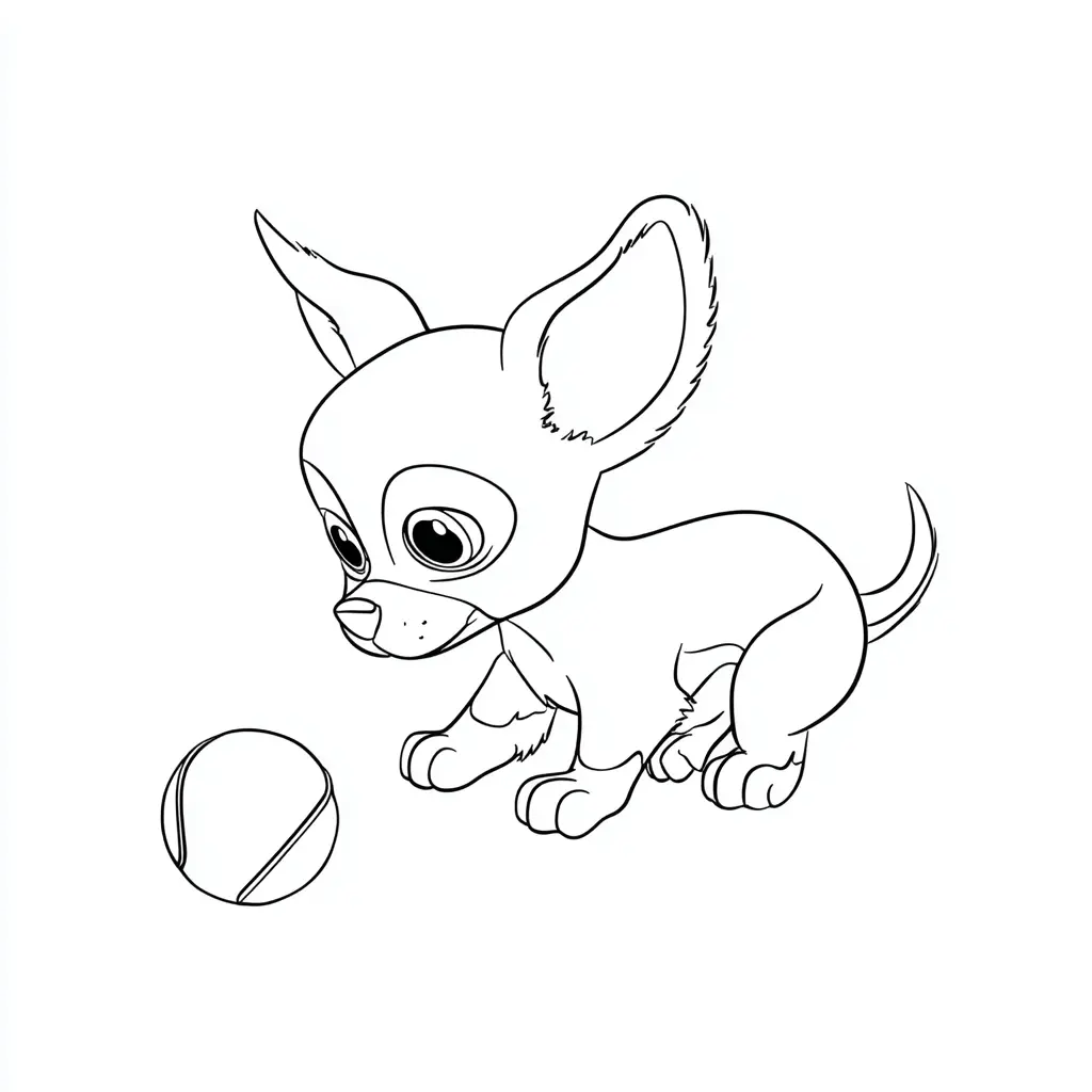 Dibujo de cachorro chihuahua con pelota para colorear Dibujo de cachorro chihuahua con pelota para colorear