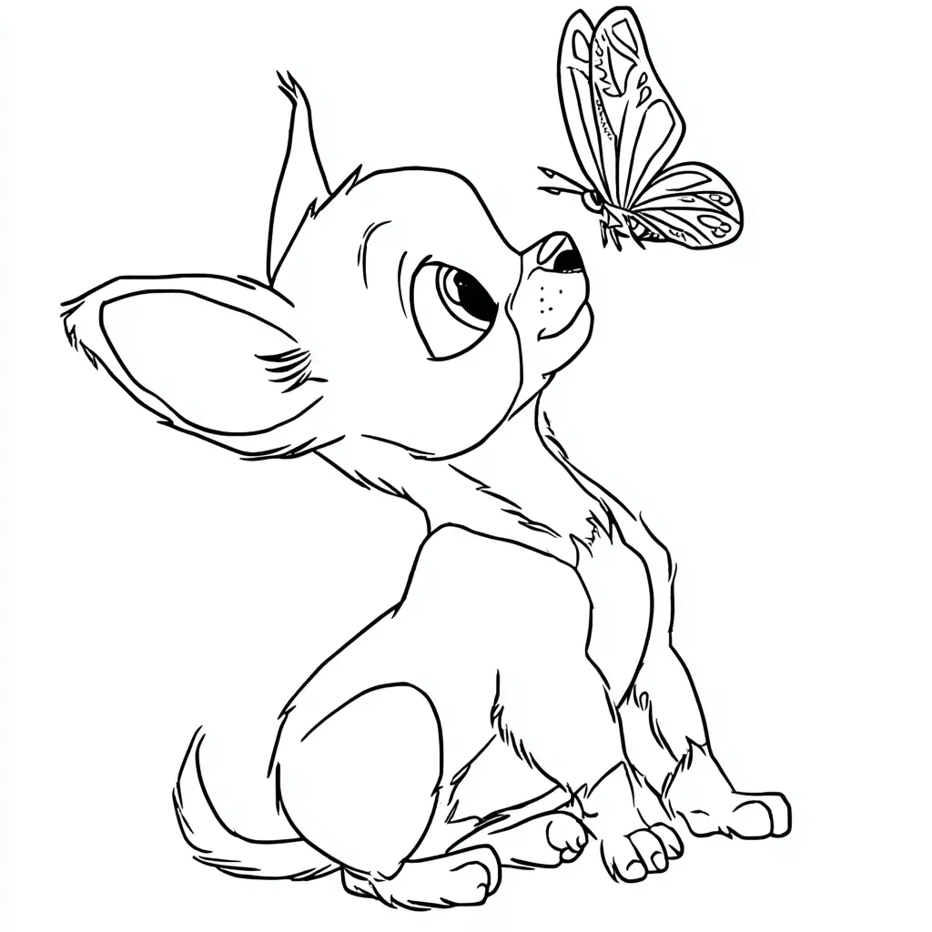 Dibujo de boceto de chihuhua y mariposa para colorear Dibujo de boceto de chihuhua y mariposa para colorear