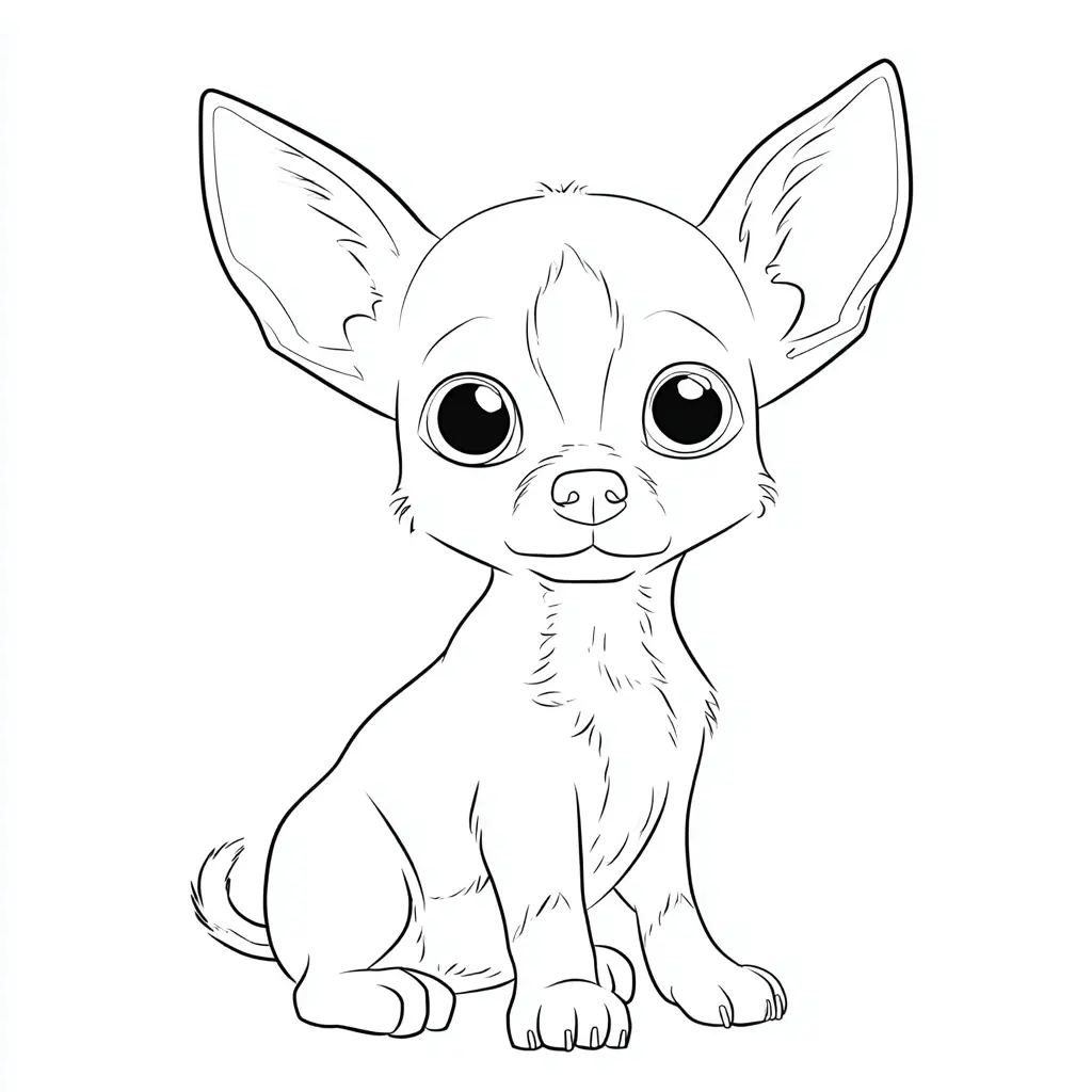 Dibujo de chihuahua semi-realista para colorear Dibujo de chihuahua semi-realista para colorear