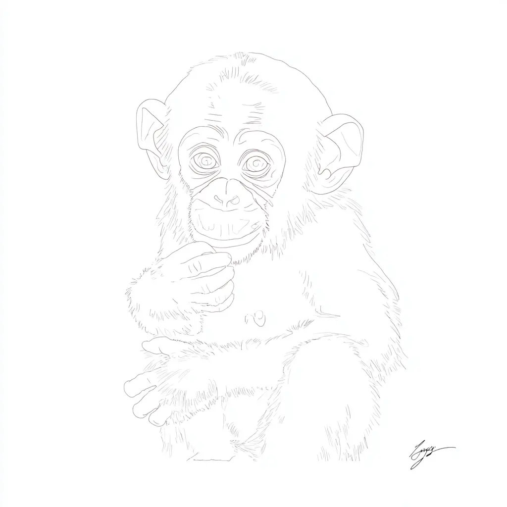 Dibujo de chimpancé realista para colorear Dibujo de chimpancé realista para colorear