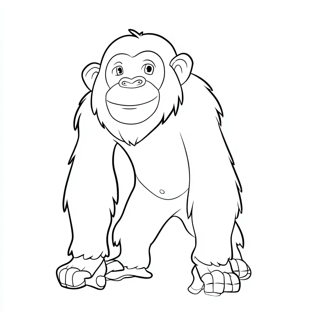 Dibujo de chimpancé de trazo grueso para colorear Dibujo de chimpancé de trazo grueso para colorear
