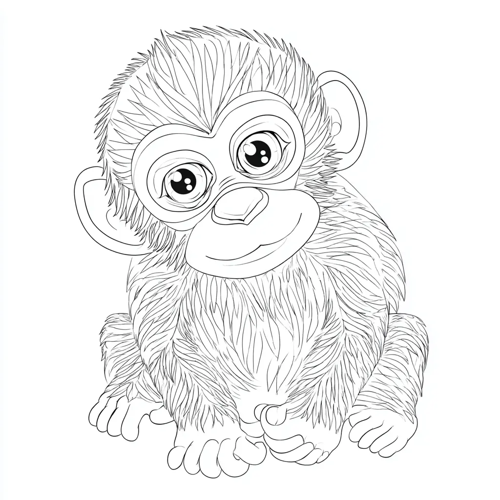 Dibujo de pequeño chimpancé peludito para colorear Dibujo de pequeño chimpancé peludito para colorear