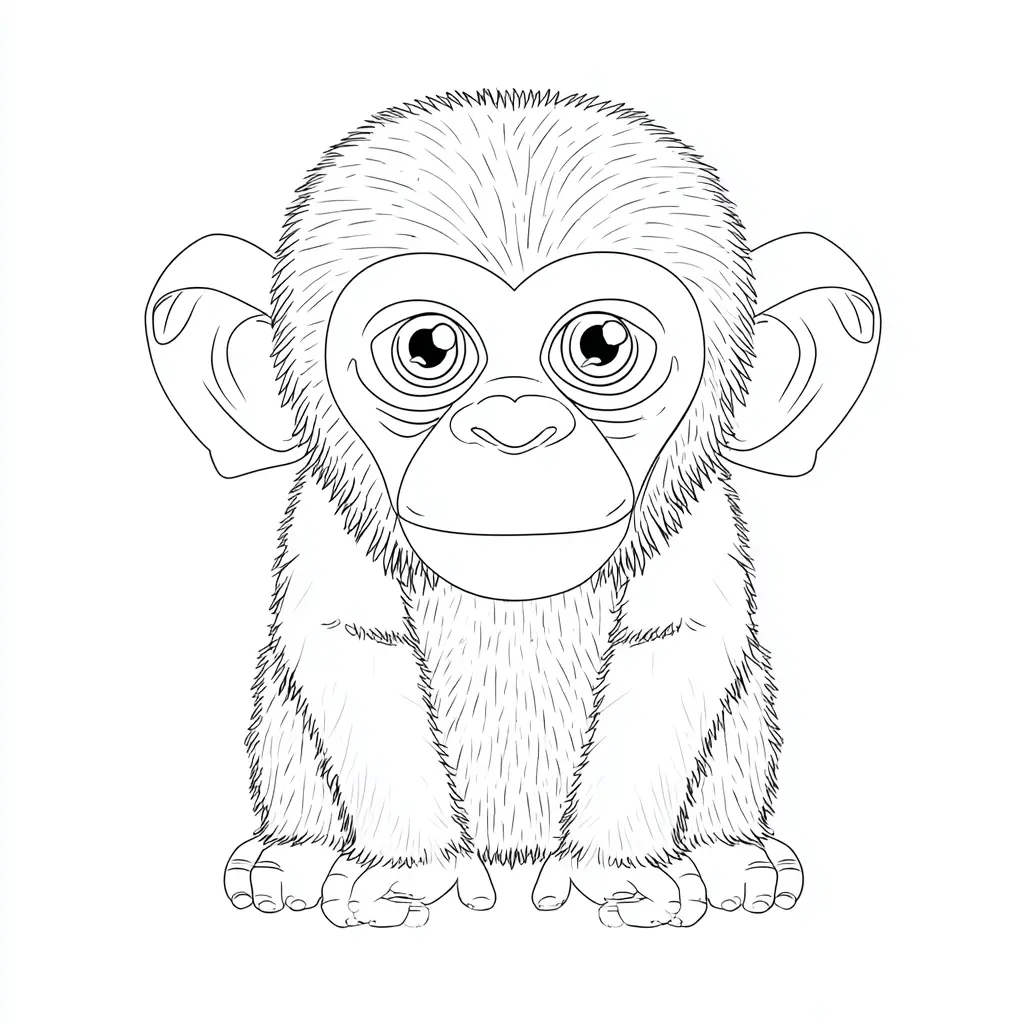 Dibujo de chimpancé con pelo para colorear Dibujo de chimpancé con pelo para colorear