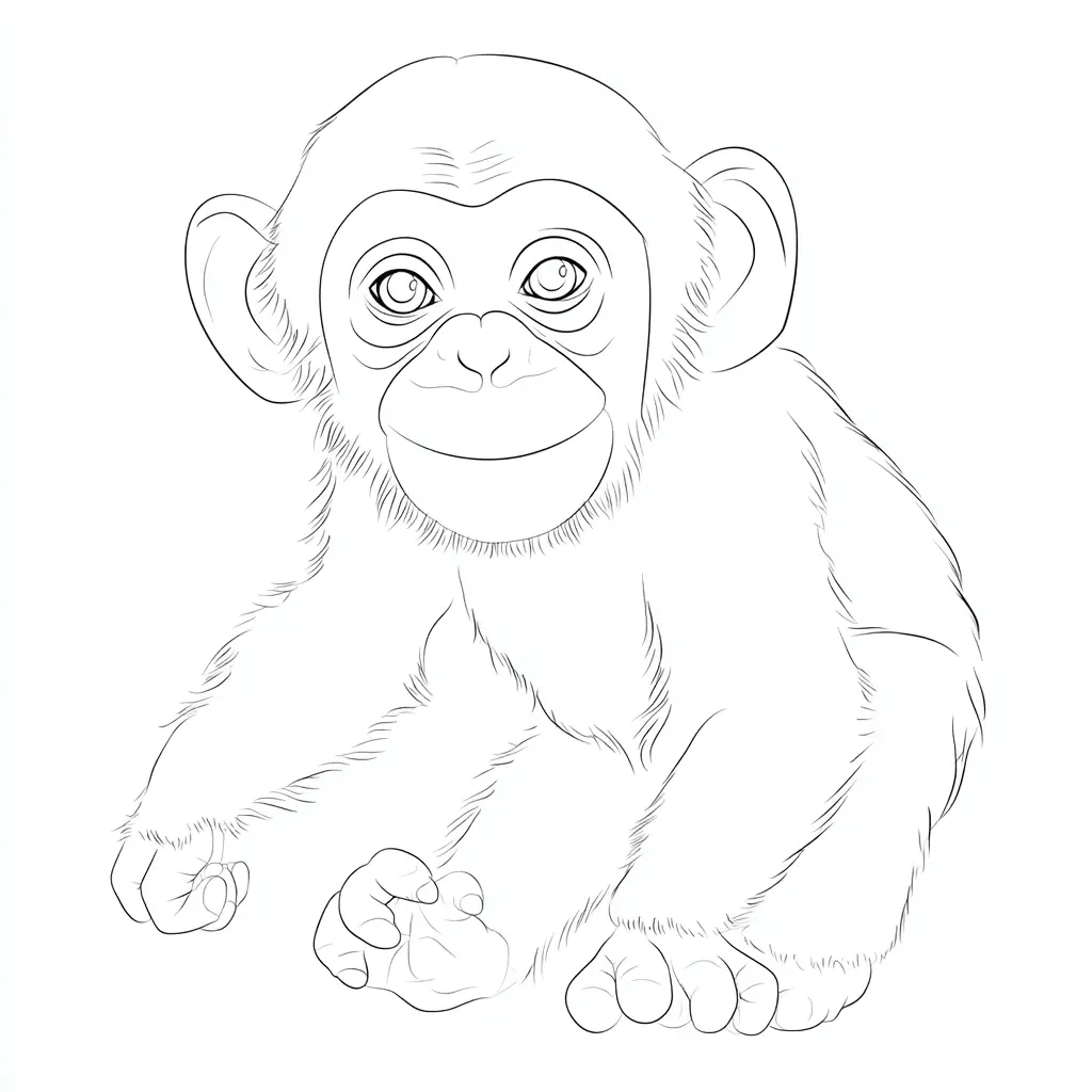 Dibujo de pequeño chimpancé para colorear Dibujo de pequeño chimpancé para colorear