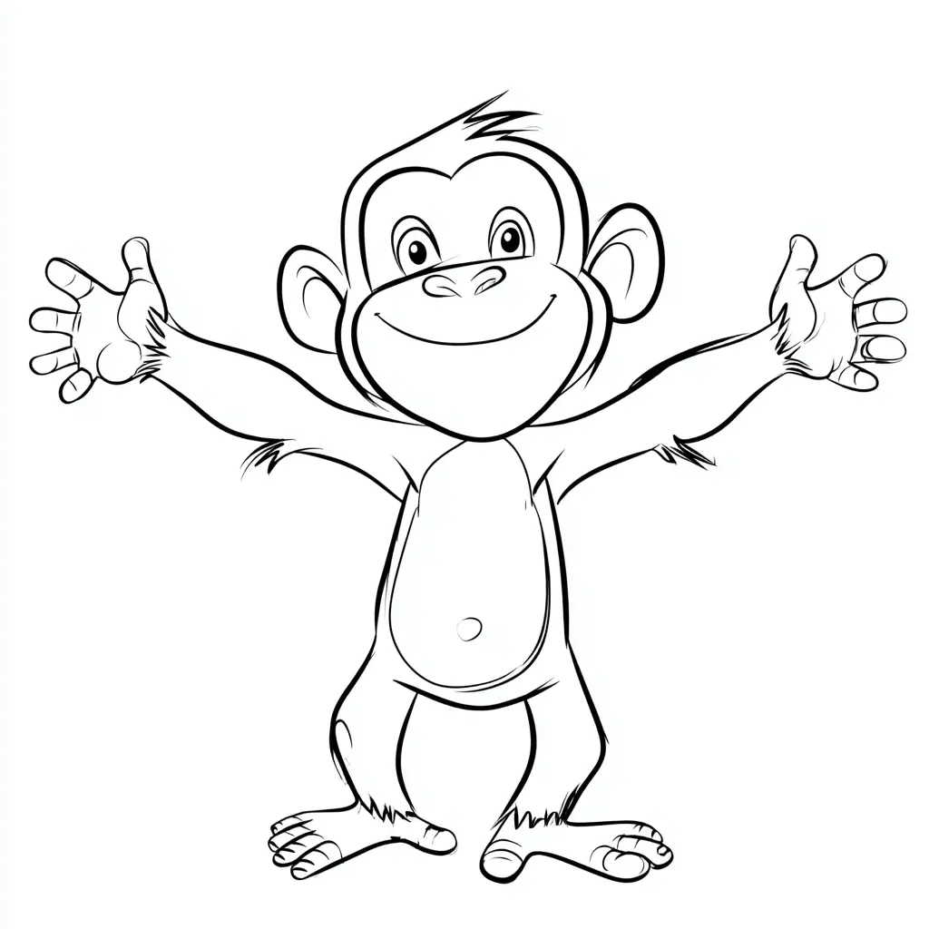 Dibujo de chimpancé con brazos abiertos para colorear Dibujo de chimpancé con brazos abiertos para colorear