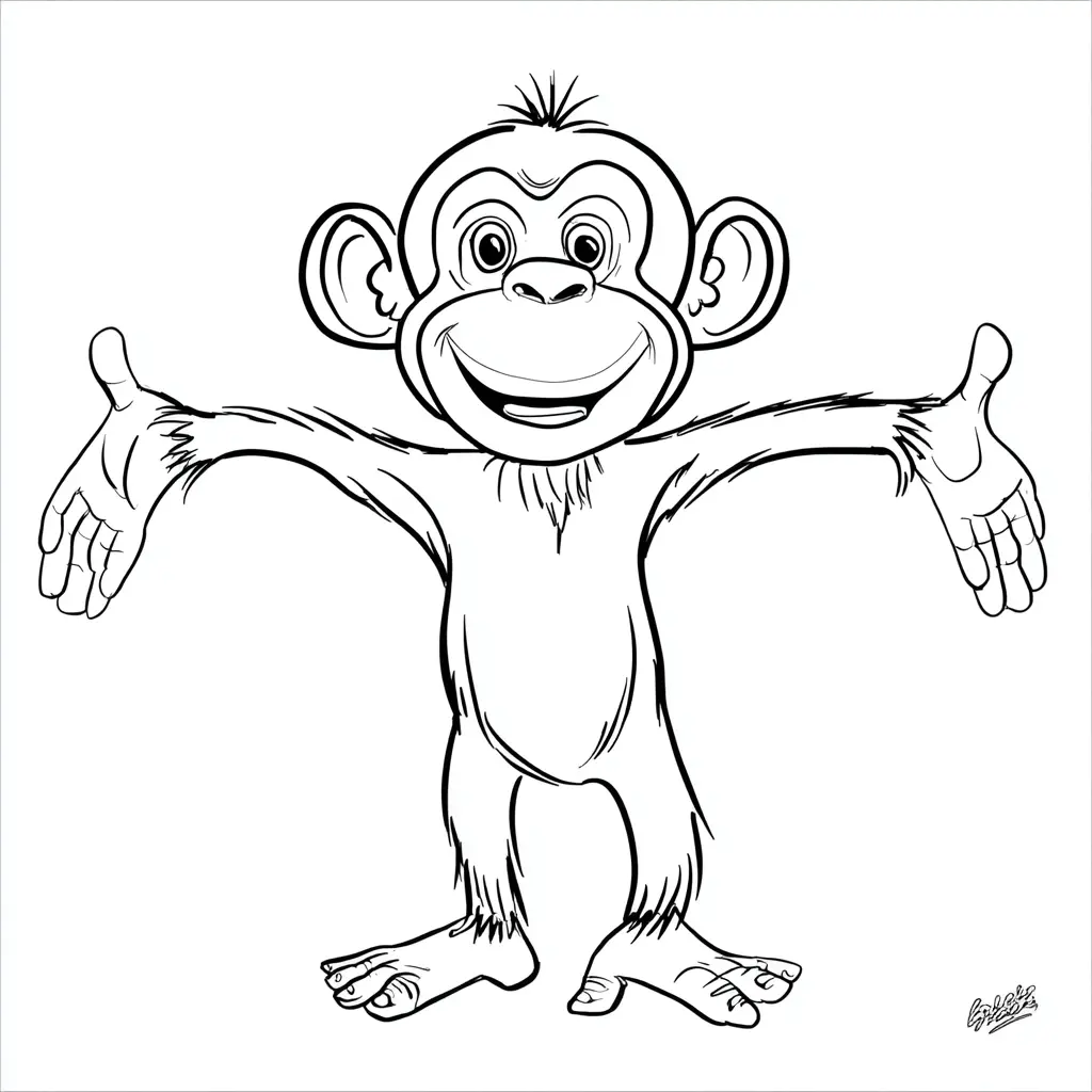 Dibujo de chimpancé amigable para colorear Dibujo de chimpancé amigable para colorear
