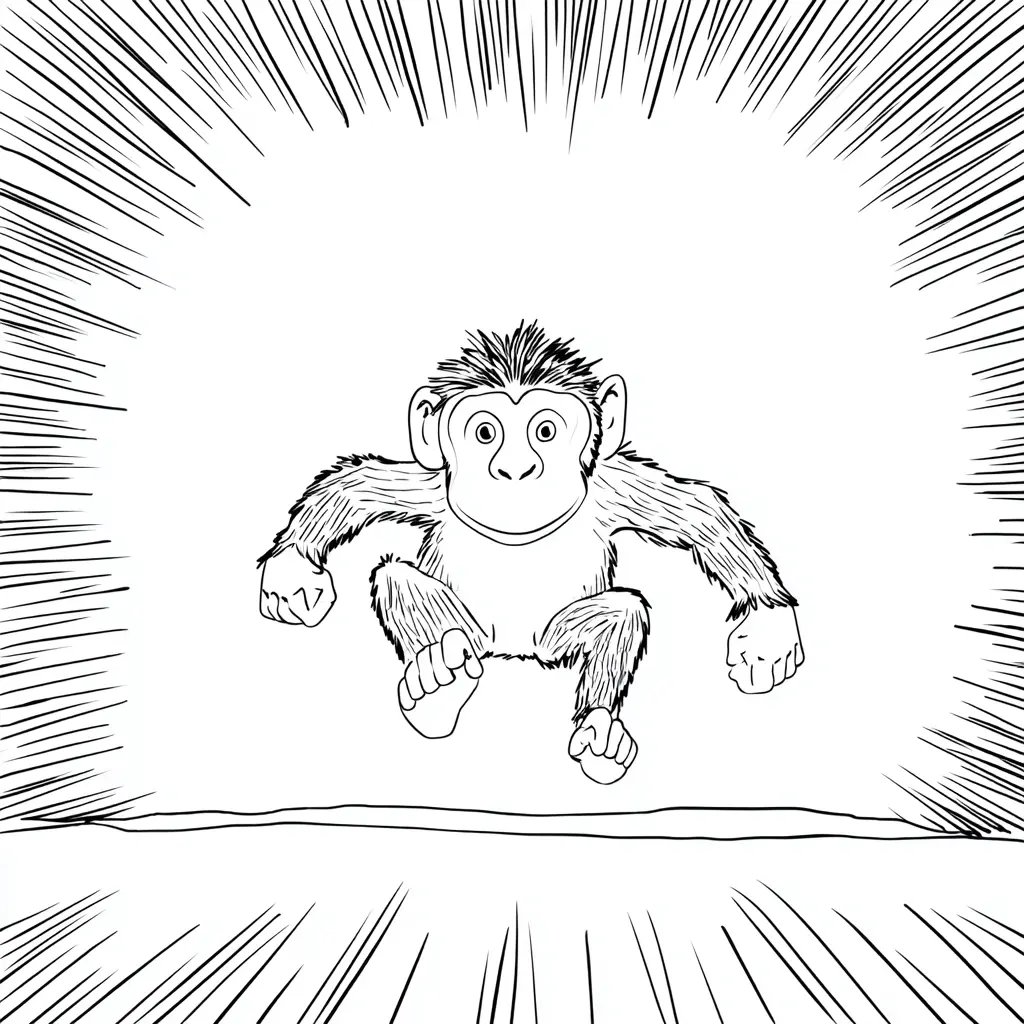 Dibujo de chimpancé de cómic para colorear Dibujo de chimpancé de cómic para colorear