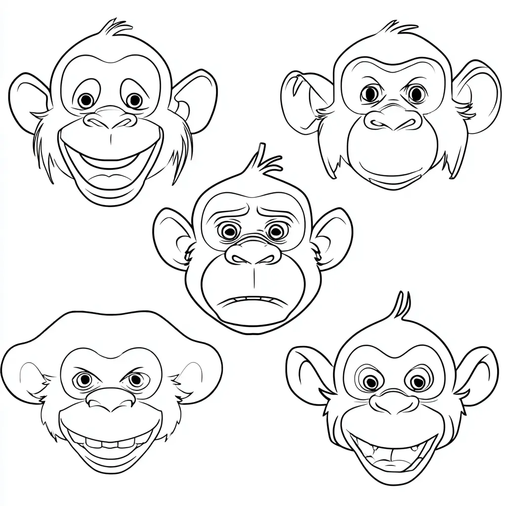 Dibujo de caras de chimpancés para colorear Dibujo de caras de chimpancés para colorear