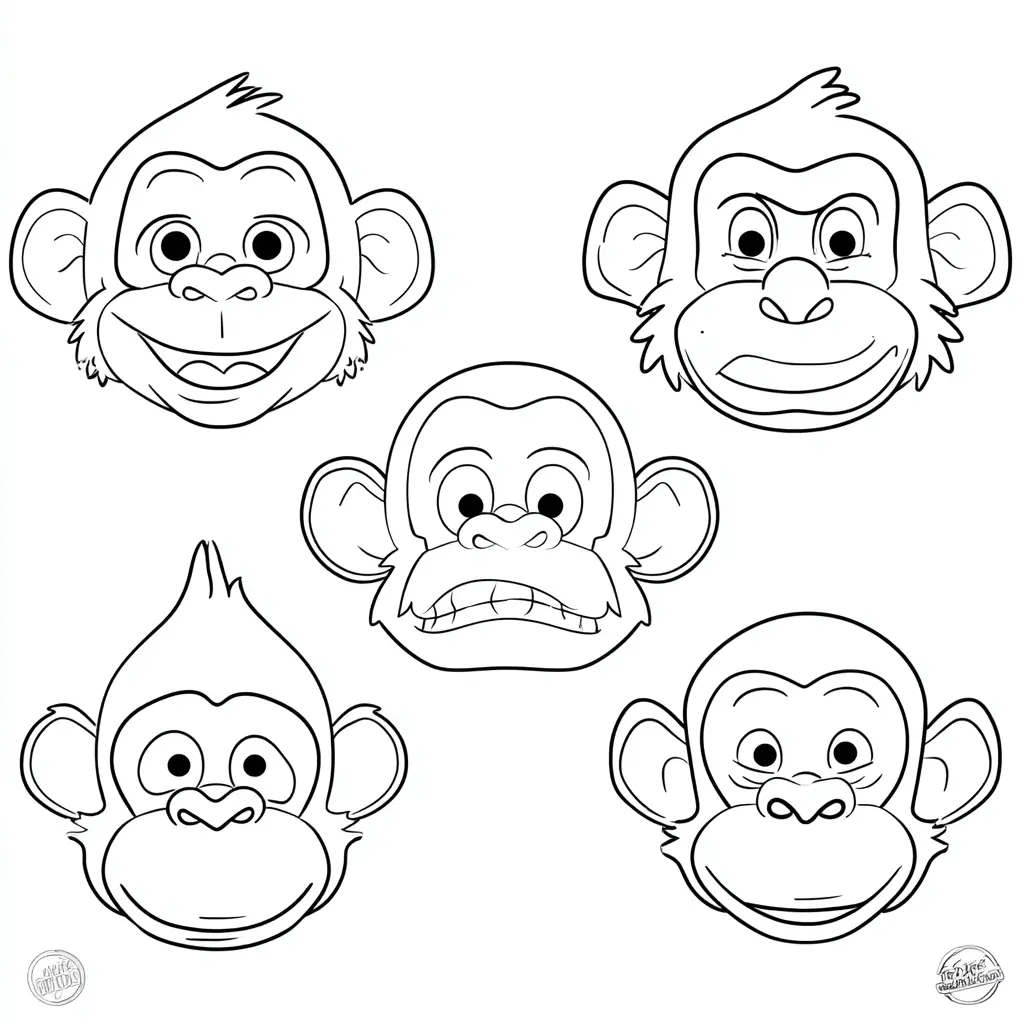 Dibujo de expresiones de chimpancés para colorear Dibujo de expresiones de chimpancés para colorear