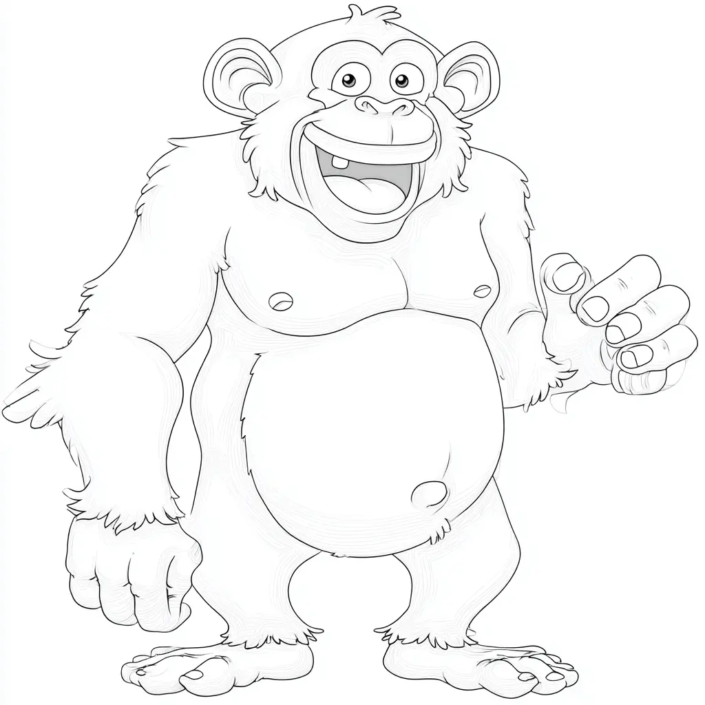 Dibujo de chimpancé estilo cómic para colorear Dibujo de chimpancé estilo cómic para colorear