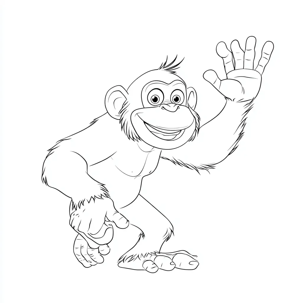 Dibujo de chimpancé saludando para colorear Dibujo de chimpancé saludando para colorear