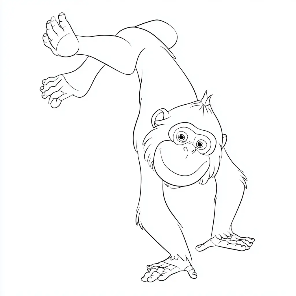 Dibujo de chimpancé acróbata para colorear Dibujo de chimpancé acróbata para colorear