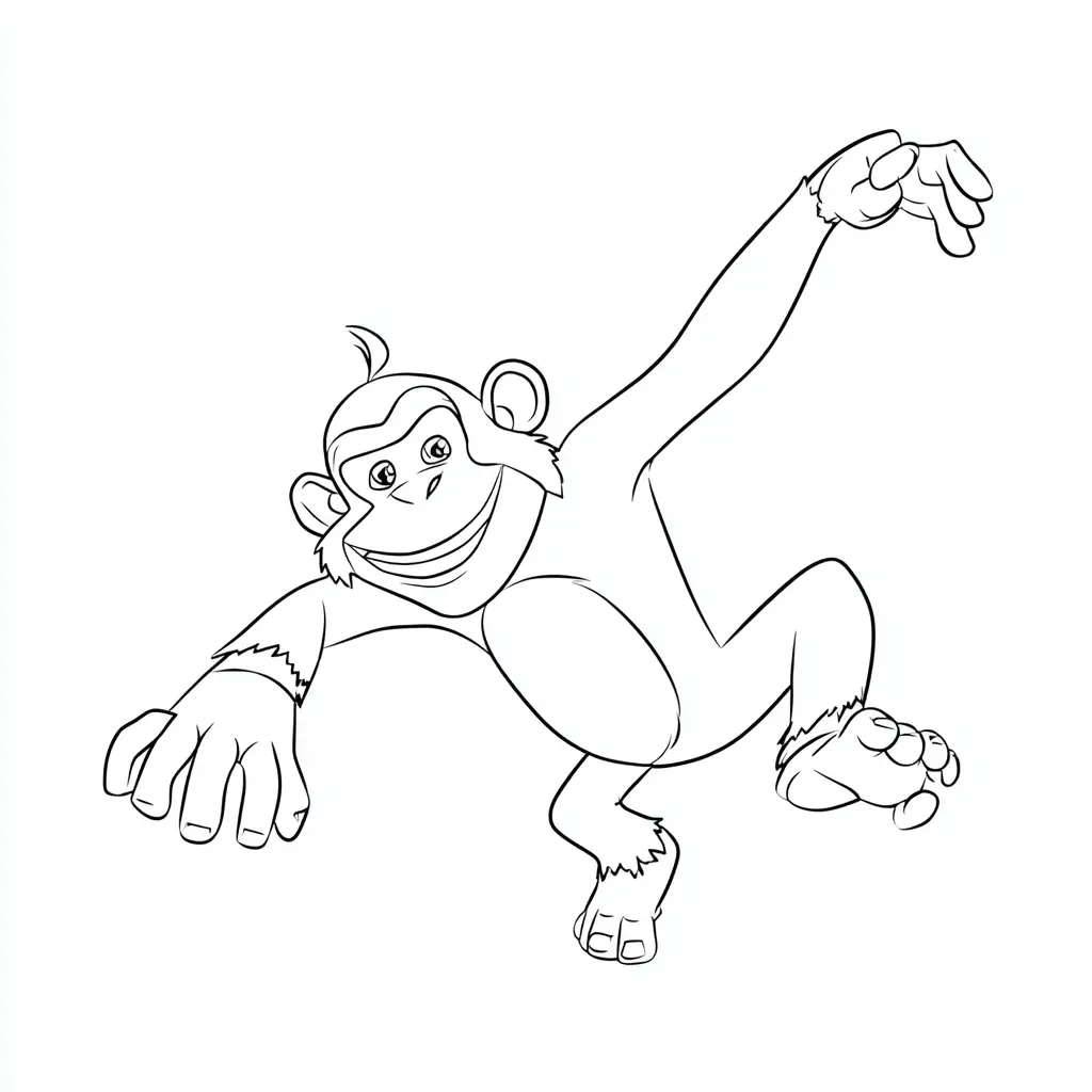Dibujo de chimpancé bailando para colorear Dibujo de chimpancé bailando para colorear