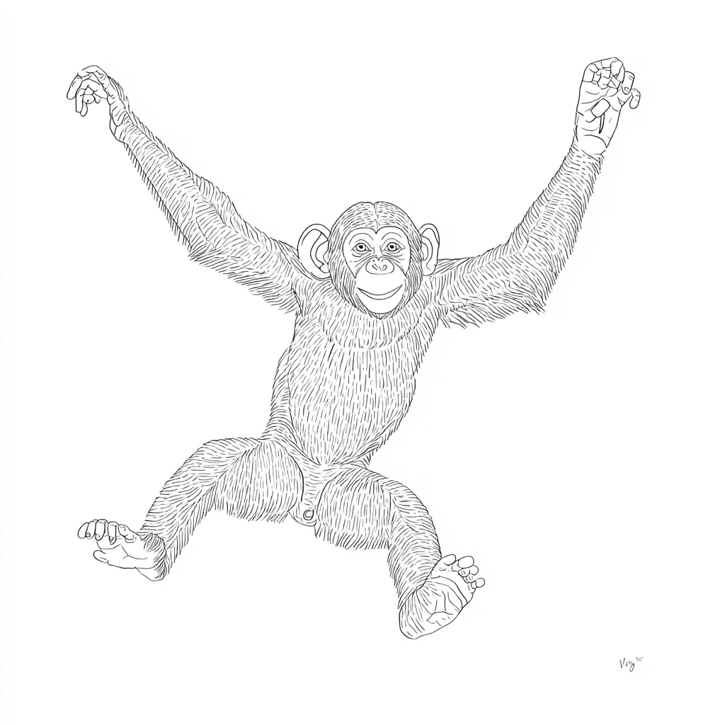 Dibujo de chimpancé con pelaje para colorear Dibujo de chimpancé con pelaje para colorear