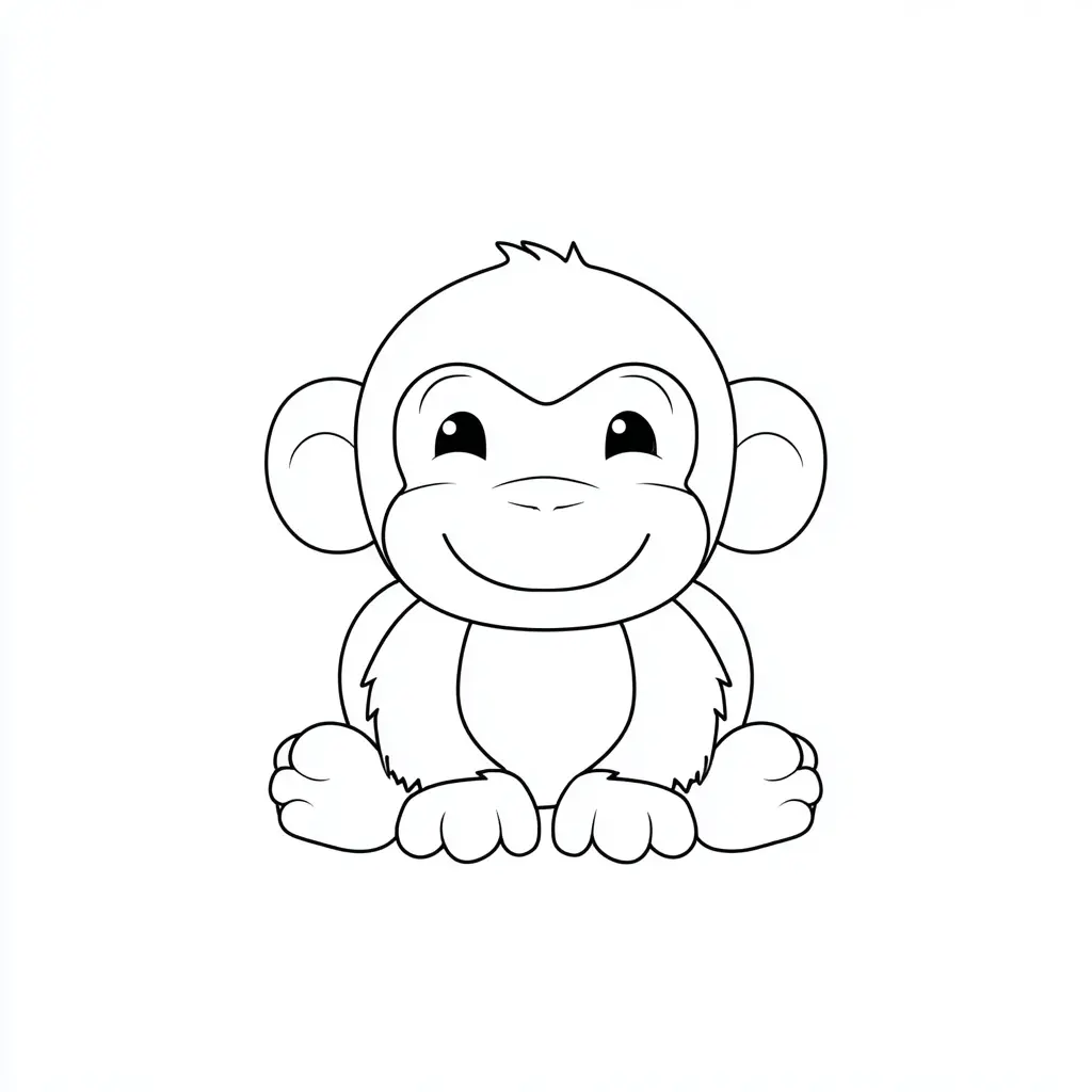 Dibujo de chimpancé chibi para colorear Dibujo de chimpancé chibi para colorear