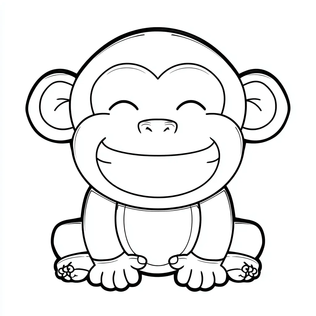 Dibujo de pequeño chimpancé chibi para colorear Dibujo de pequeño chimpancé chibi para colorear