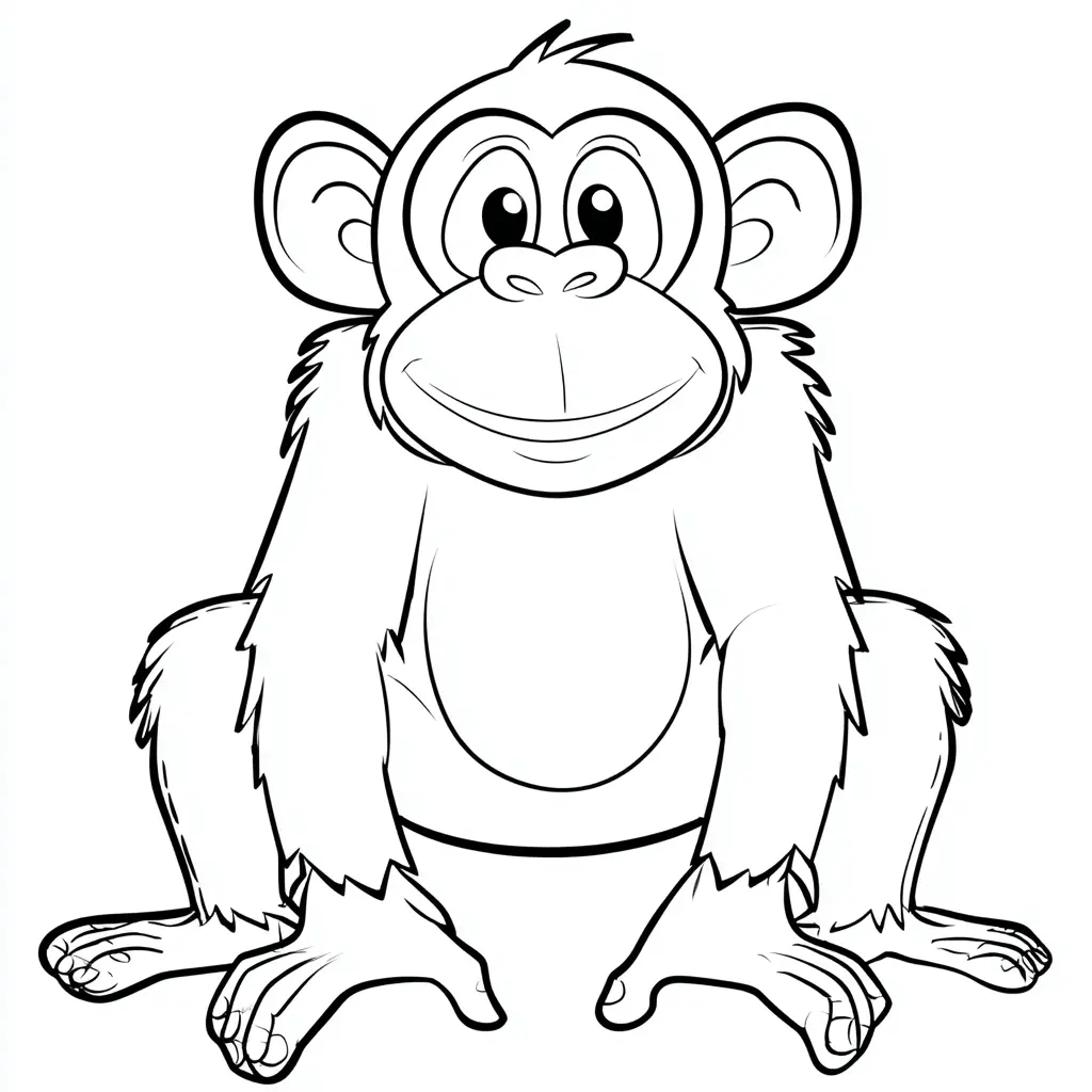 Dibujo de chimpancé kawaii para colorear Dibujo de chimpancé kawaii para colorear