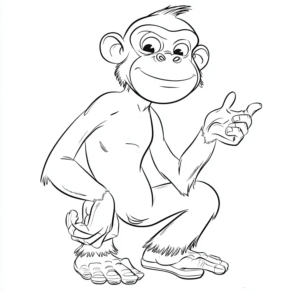 Dibujo de chimpancé animado para colorear Dibujo de chimpancé animado para colorear