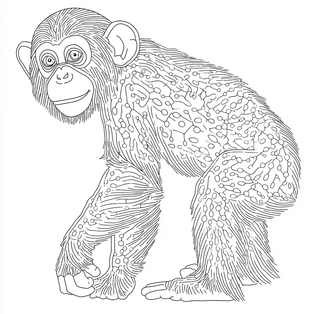 Dibujo de chimpancé zentagle para colorear Dibujo de chimpancé zentagle para colorear