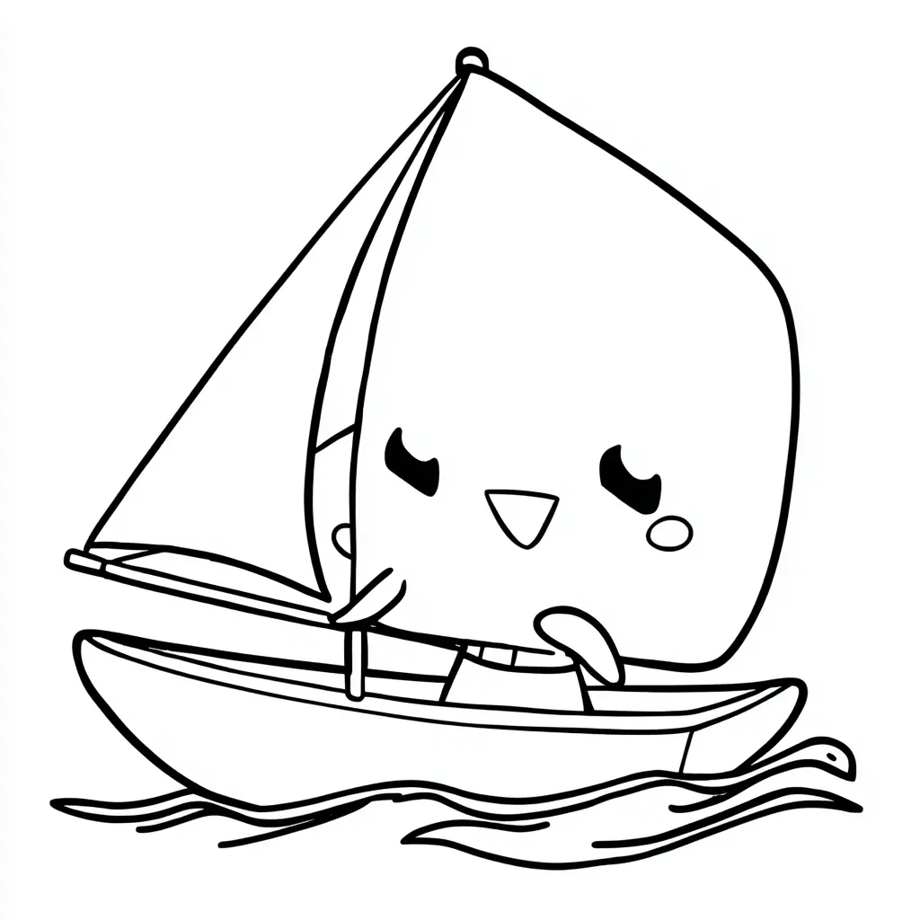 Dibujo de velero infantil kawaii para colorear Dibujo de velero infantil kawaii para colorear