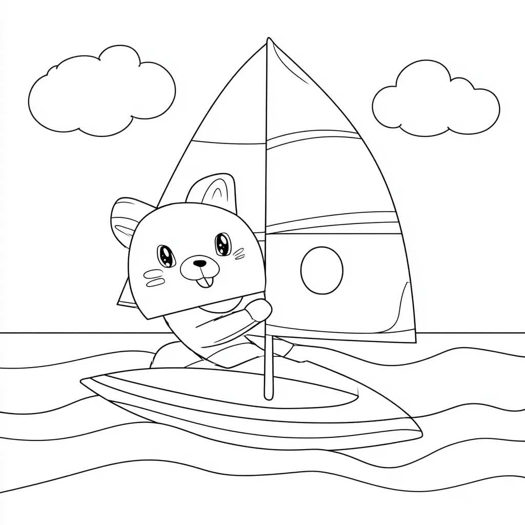 Dibujo de personaje kawaii a vela para colorear Dibujo de personaje kawaii a vela para colorear