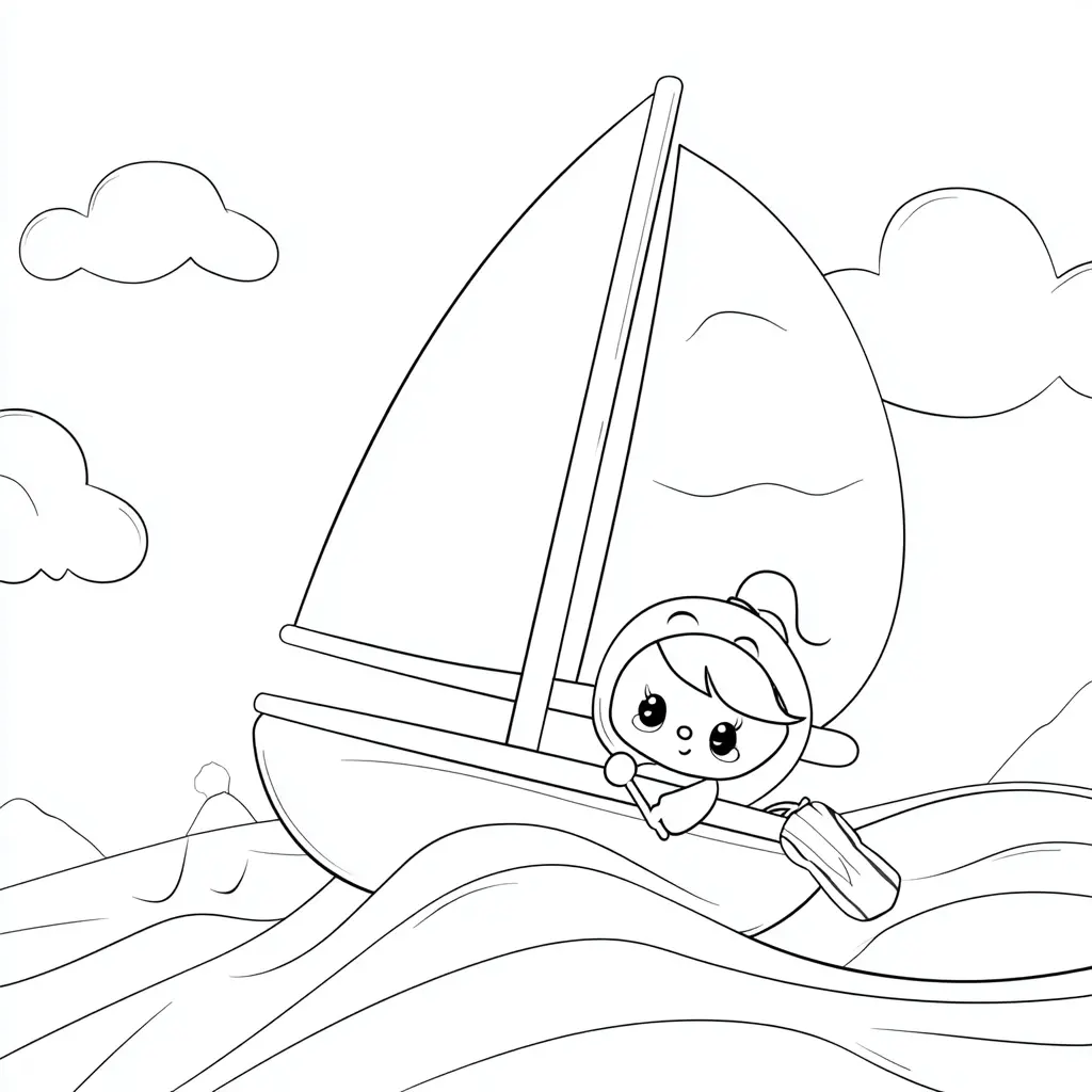 Dibujo de pequeña navegante kawaii para colorear Dibujo de pequeña navegante kawaii para colorear