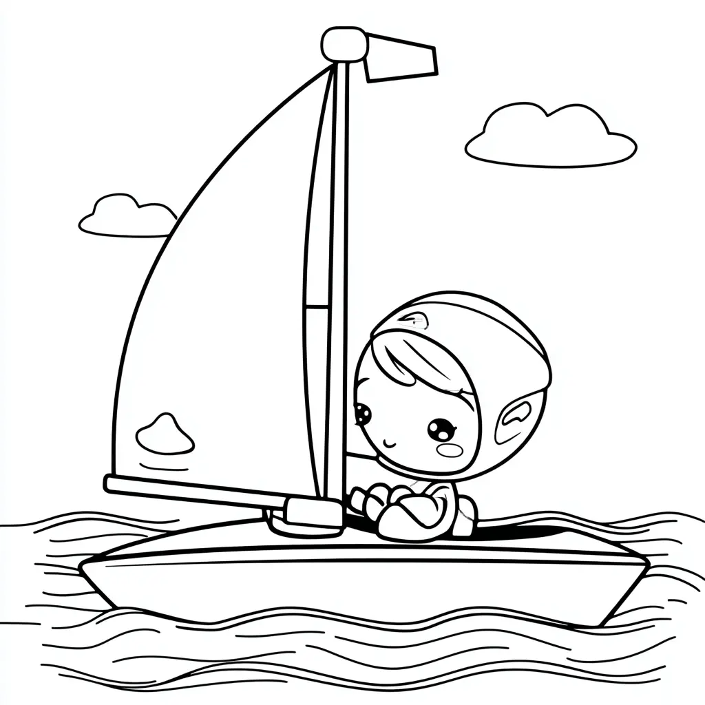 Dibujo de el pequeño marinero estilo infantil para colorear Dibujo de el pequeño marinero estilo infantil para colorear