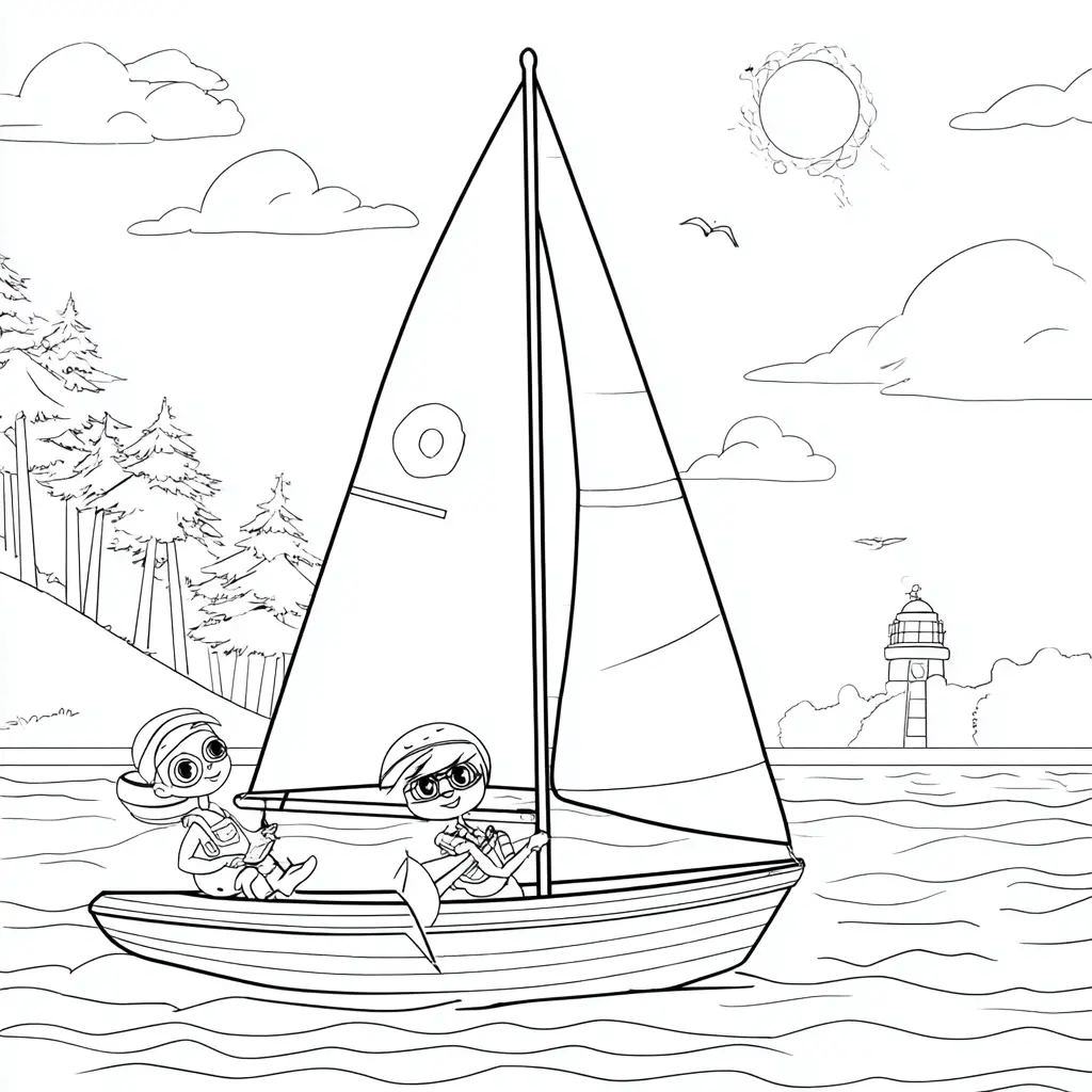 Dibujo de navegando en velero recreativo para colorear Dibujo de navegando en velero recreativo para colorear