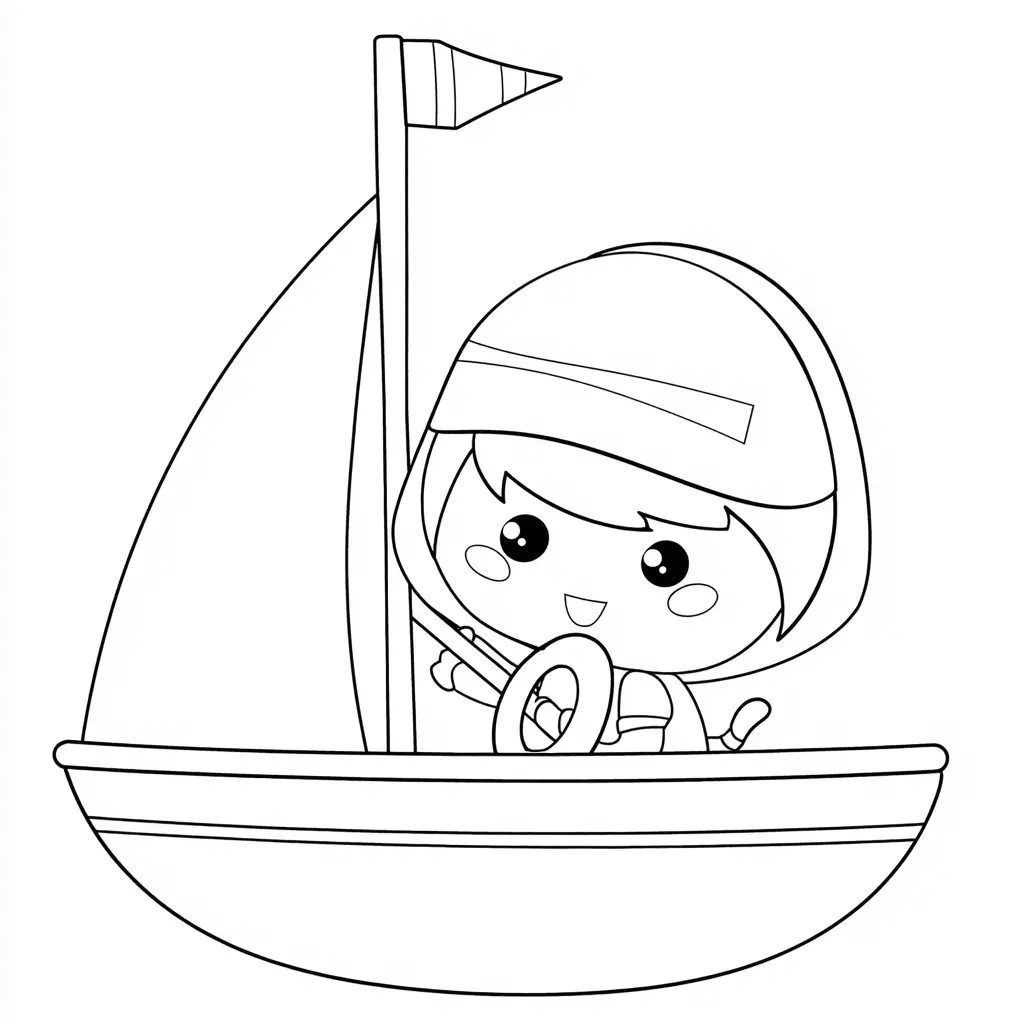 Dibujo de practicando vela estilo kawaii para colorear Dibujo de practicando vela estilo kawaii para colorear