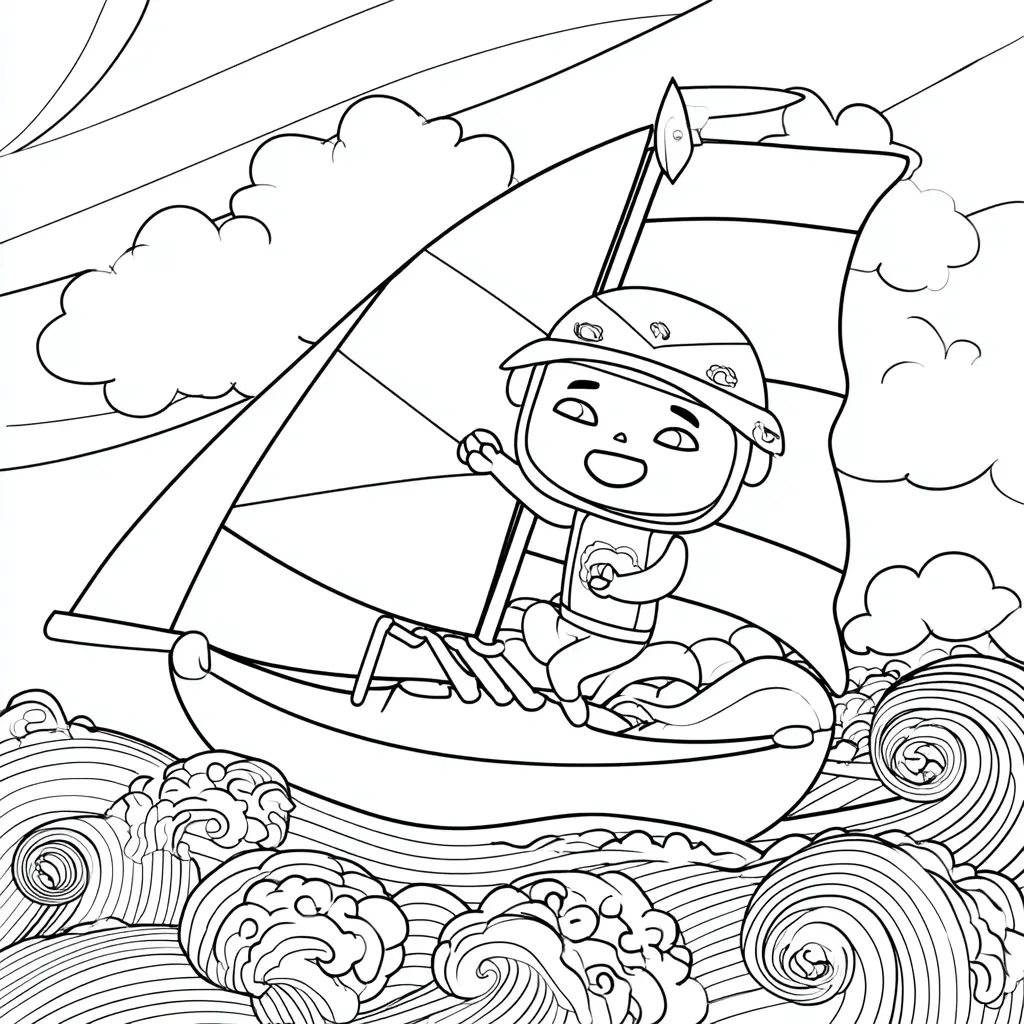 Dibujo de navegante intrépido a vela para colorear Dibujo de navegante intrépido a vela para colorear