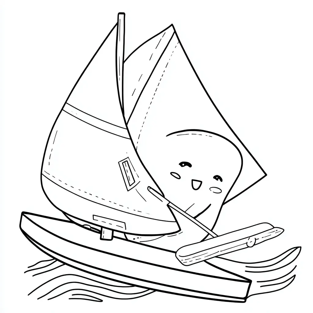 Dibujo de deporte de vela kawaii para colorear Dibujo de deporte de vela kawaii para colorear