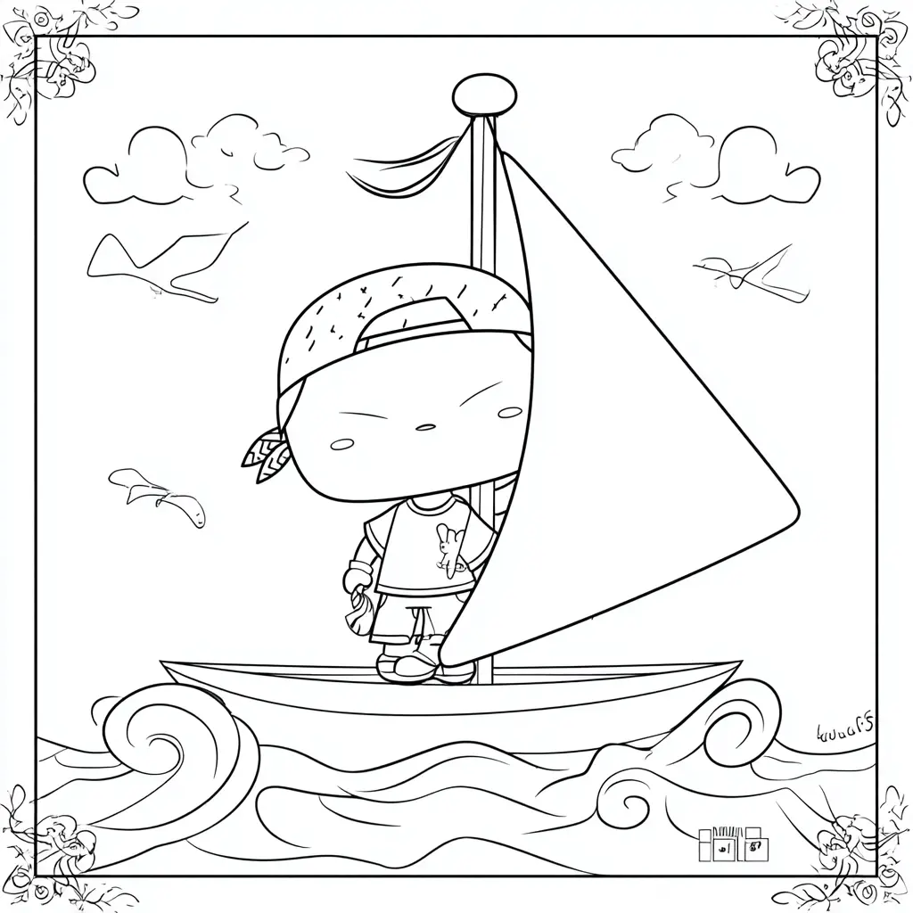 Dibujo de viñeta de marinero chibi para colorear Dibujo de viñeta de marinero chibi para colorear