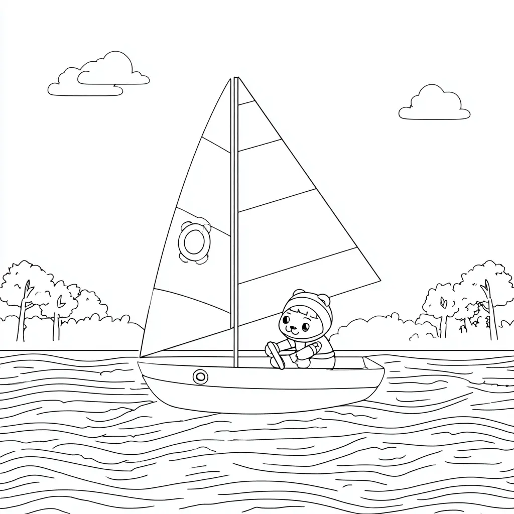 Dibujo de viaje a vela infantil para colorear Dibujo de viaje a vela infantil para colorear