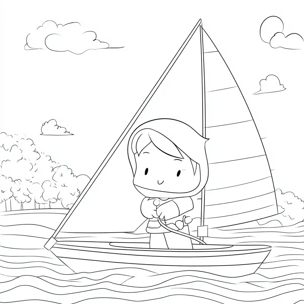 Dibujo de ilustración infantil de vela para colorear Dibujo de ilustración infantil de vela para colorear