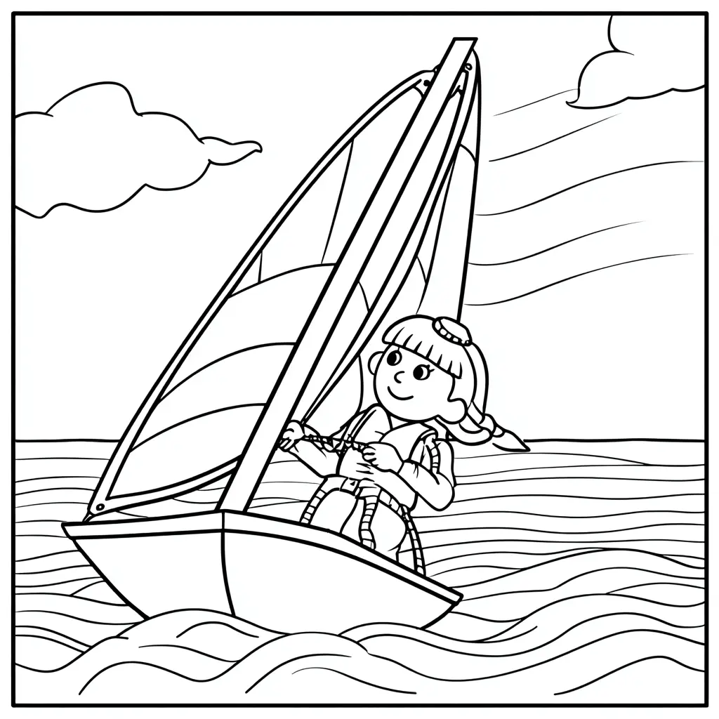 Dibujo de viñeta de velerista cartoon para colorear Dibujo de viñeta de velerista cartoon para colorear