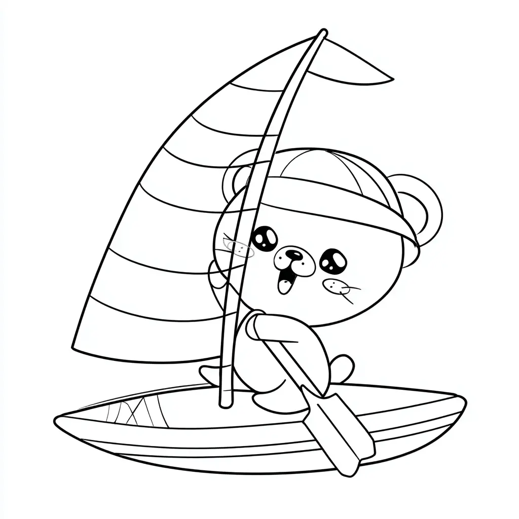 Dibujo de osito simpático kawaii marinero para colorear Dibujo de osito simpático kawaii marinero para colorear