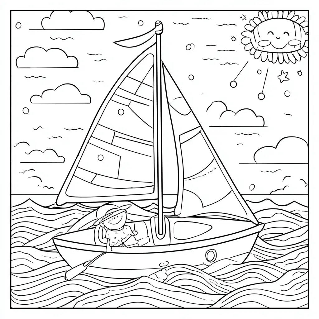 Dibujo de viñeta de aventura marina para colorear Dibujo de viñeta de aventura marina para colorear