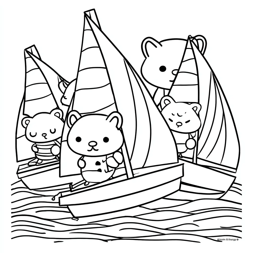 Dibujo de ositos con velas al viento para colorear Dibujo de ositos con velas al viento para colorear
