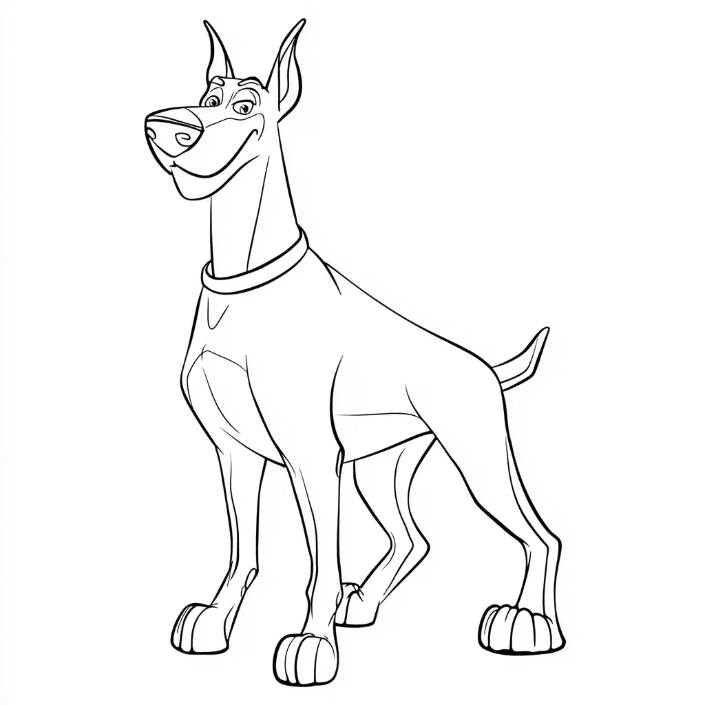 Dibujo de dóberman estilo animado para colorear Dibujo de dóberman estilo animado para colorear