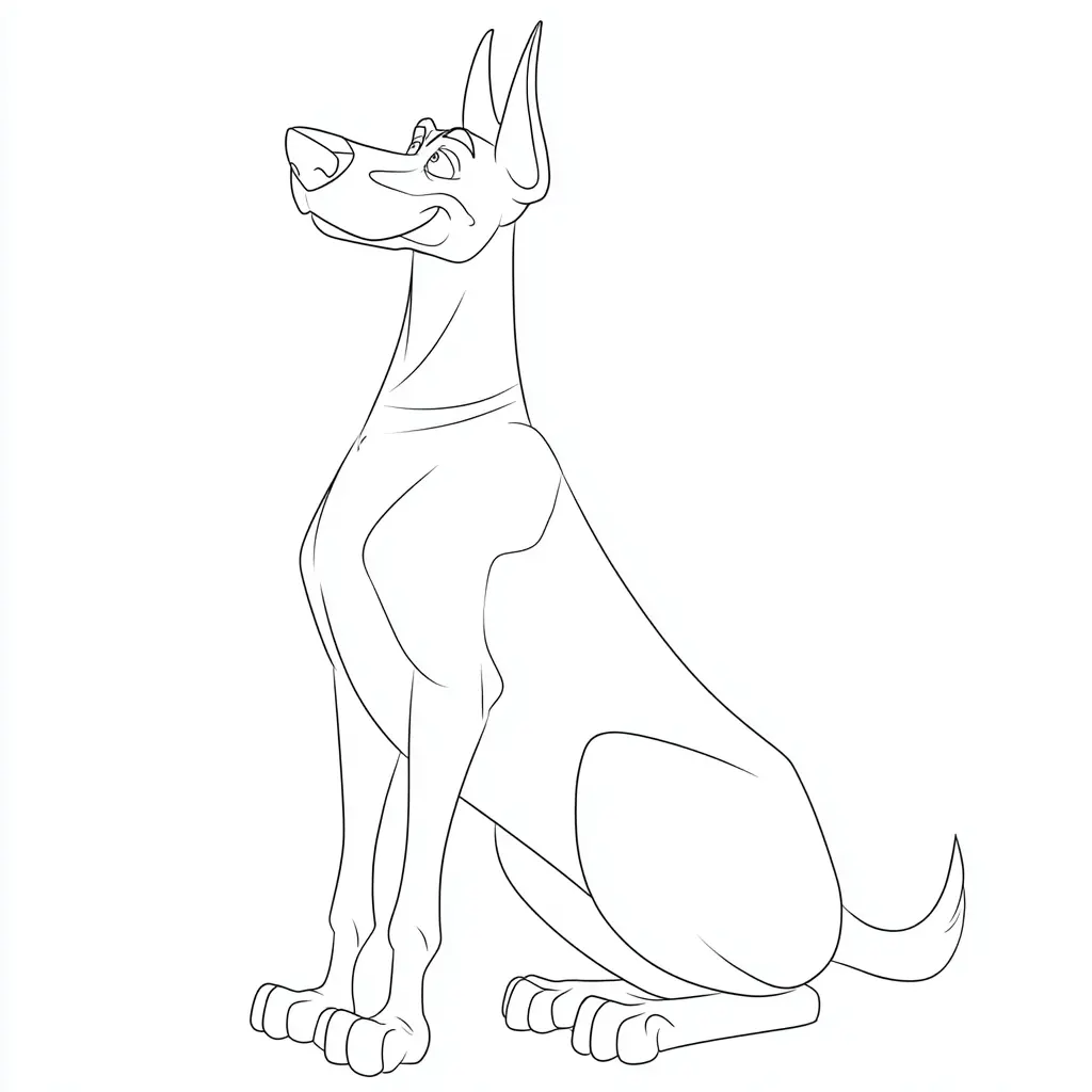 Dibujo de pose elegante de dóberman para colorear Dibujo de pose elegante de dóberman para colorear