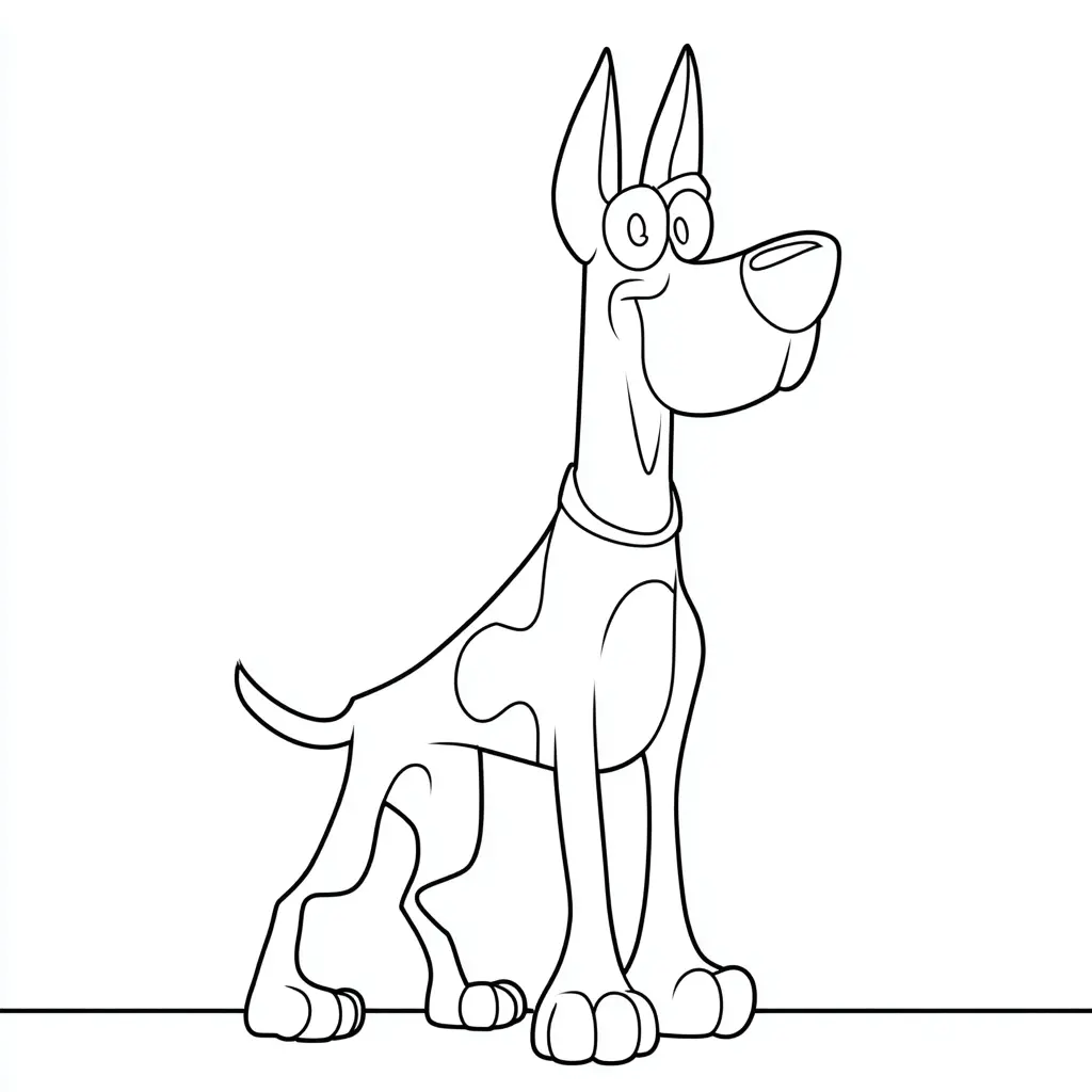 Dibujo de un dóberman cómico para colorear Dibujo de un dóberman cómico para colorear
