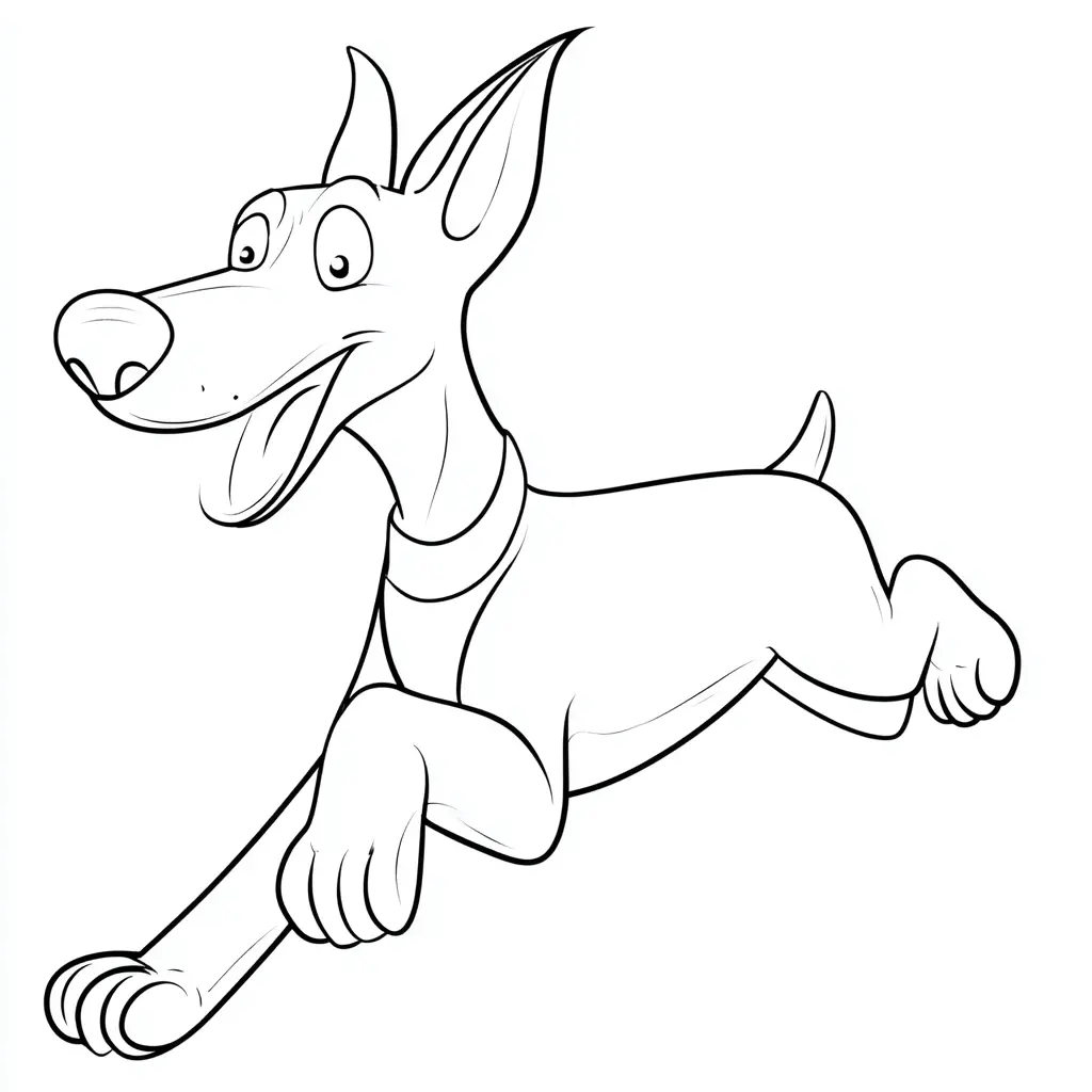 Dibujo de dóberman cartoon corriendo para colorear Dibujo de dóberman cartoon corriendo para colorear