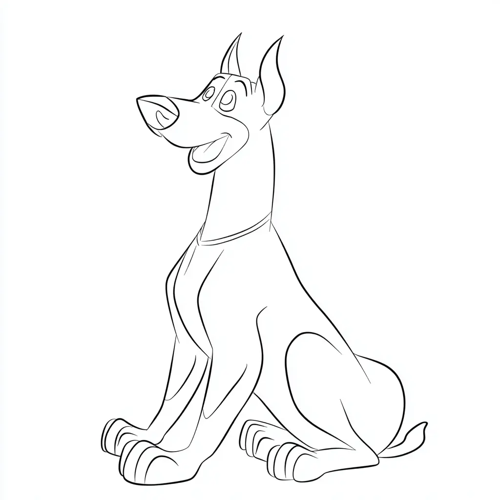 Dibujo de dóberman estilo caricatura para colorear Dibujo de dóberman estilo caricatura para colorear