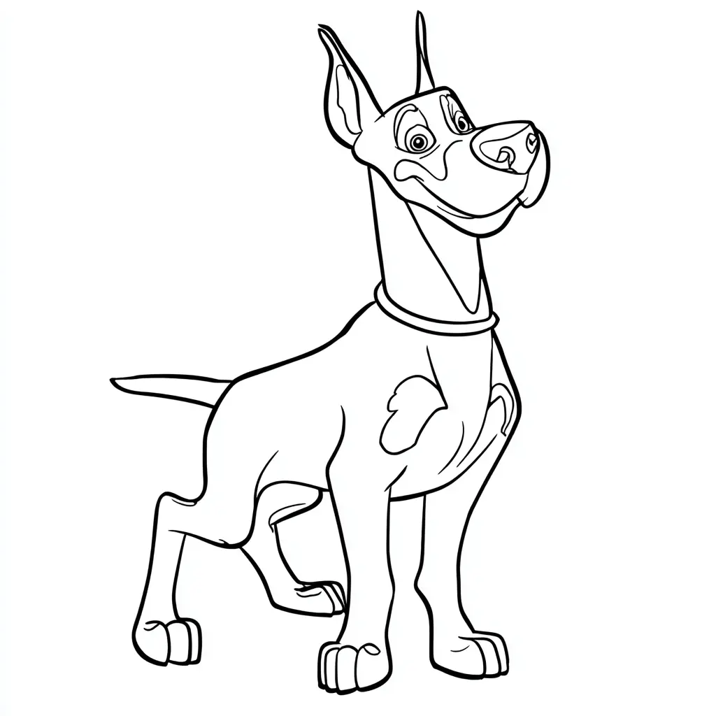 Dibujo de un dóberman risueño para colorear Dibujo de un dóberman risueño para colorear