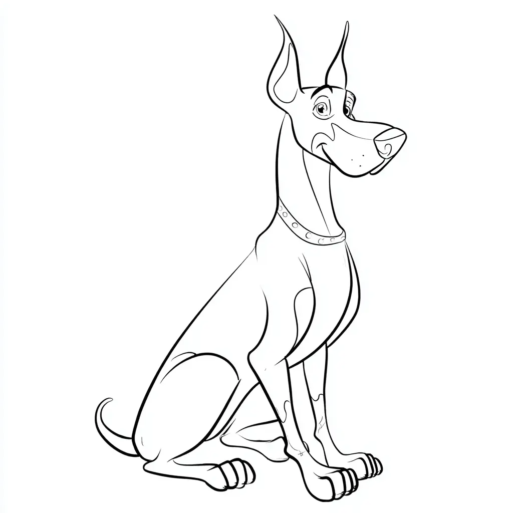 Dibujo de un dóberman con collar para colorear Dibujo de un dóberman con collar para colorear