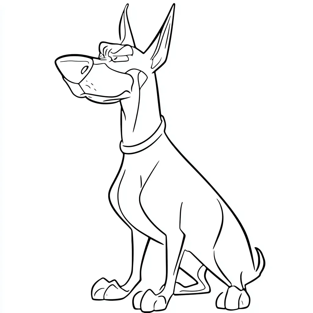 Dibujo de un dóberman cartoon gruñón para colorear Dibujo de un dóberman cartoon gruñón para colorear