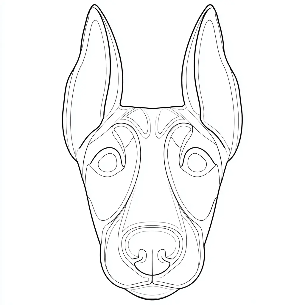 Dibujo de cabeza artística de dóberman para colorear Dibujo de cabeza artística de dóberman para colorear