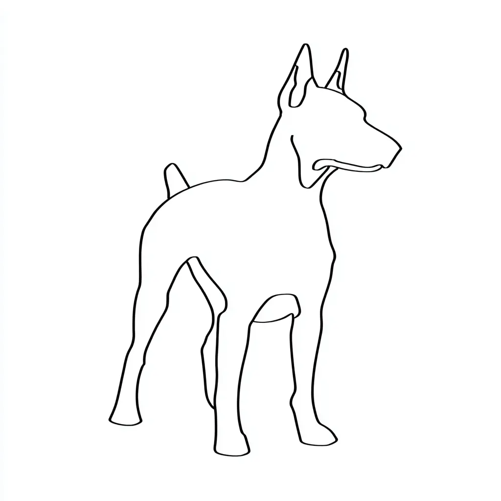 Dibujo de contorno de dóberman para colorear Dibujo de contorno de dóberman para colorear