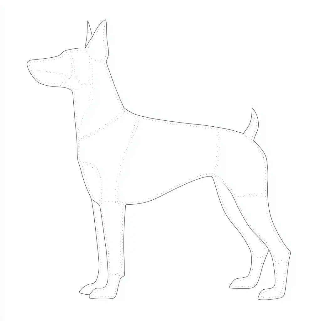 Dibujo de contorno con puntos de dóberman para colorear Dibujo de contorno con puntos de dóberman para colorear
